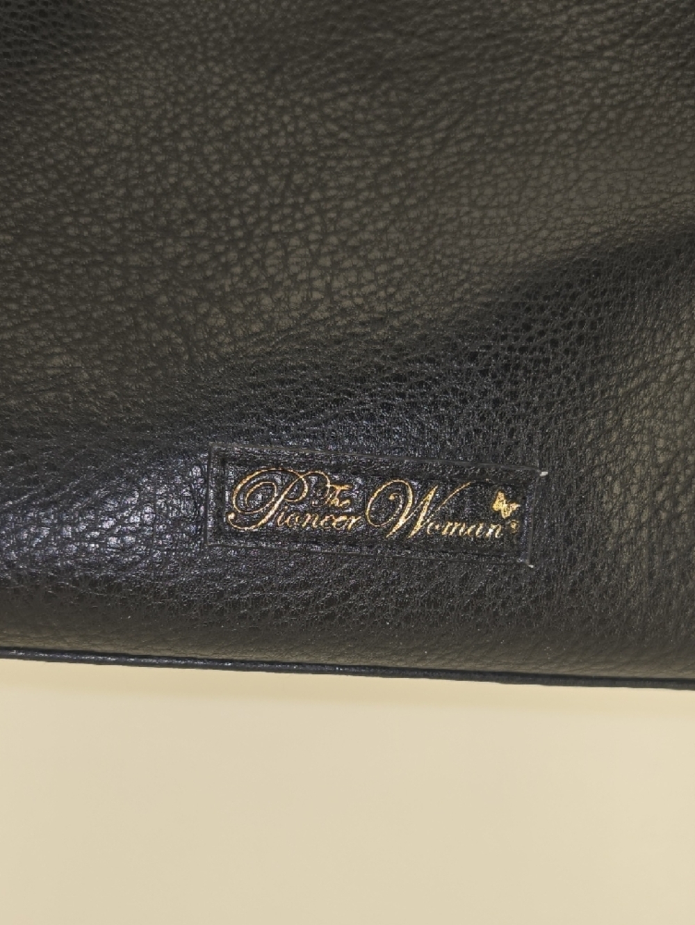 The Pioneer Woman Black Shoulder Tote with Gold Accent